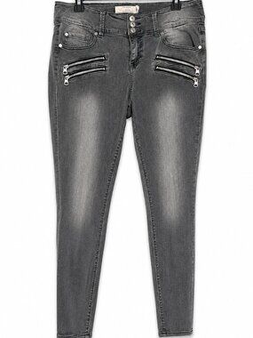 Torrid Gray Moto Zip Skinny Jeggings High Rise Stretch Jeans Women's 14R